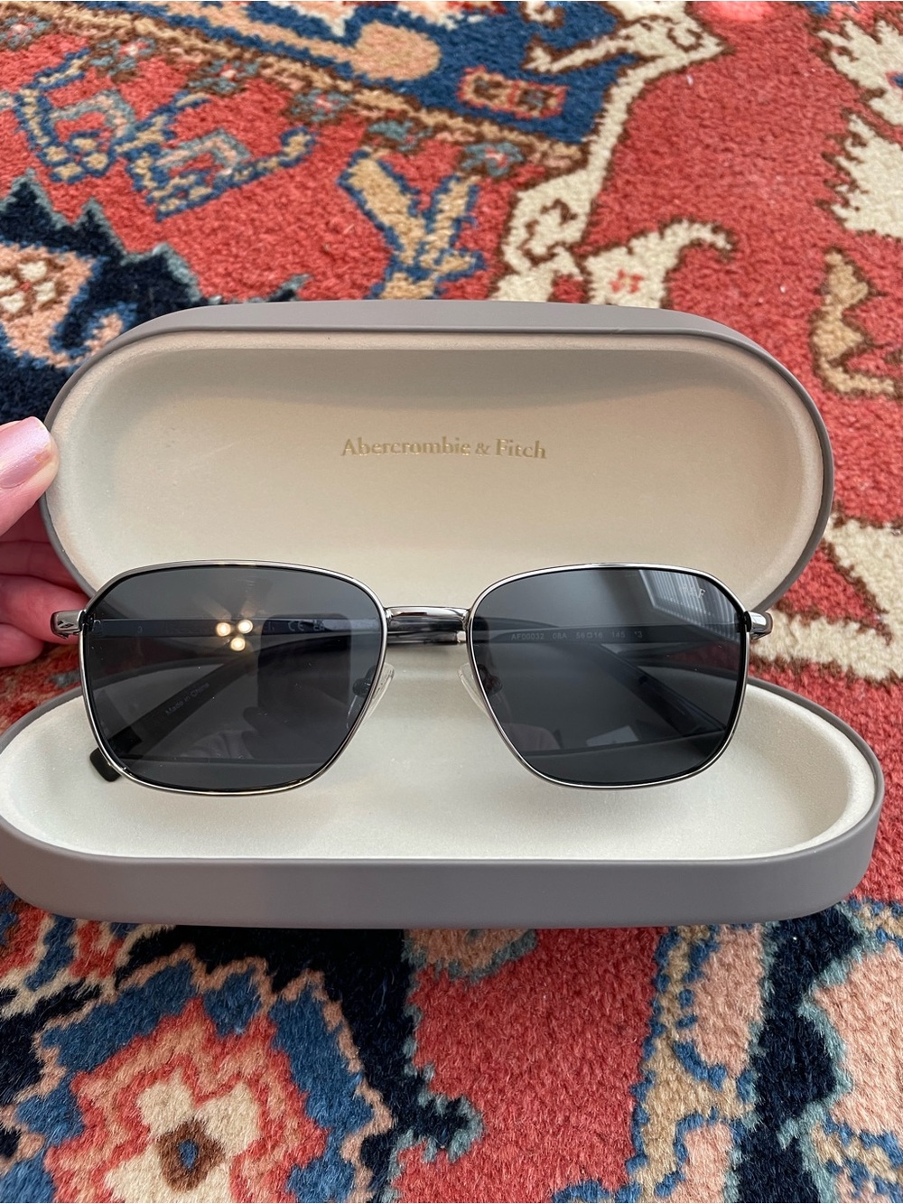 Abercrombie & Fitch Dark Silver Metal Sunglasses with Black Lenses